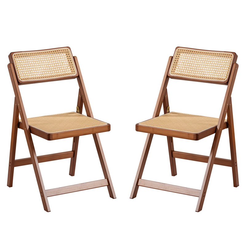 Chaises pliantes en rotin, chaises de salle à manger modernes Mid-Century, Noyer, 2