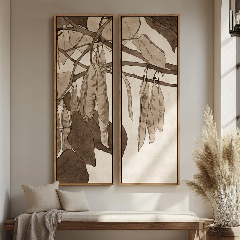 «Vintage Landscape Wall Art», ensemble de 2 toiles encadrées 20 x 60 pouces, Naturel