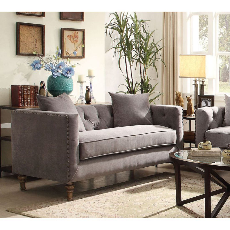 Causeuse Modern Canapé Sidonia avec 2 coussins en velours