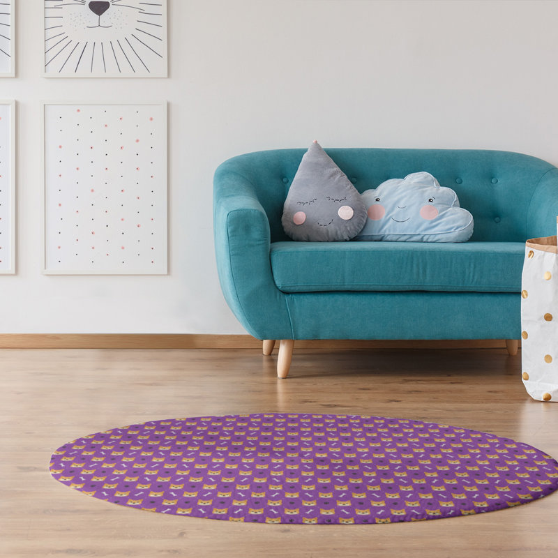 Tapis de zone mauve shiba shiba, Rond 5 pi