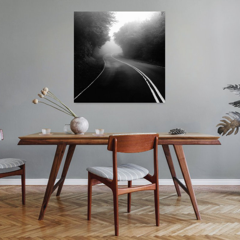 Route de montagne, paysage contemporain abstrait, art naturel, H 32 po x l 32 po