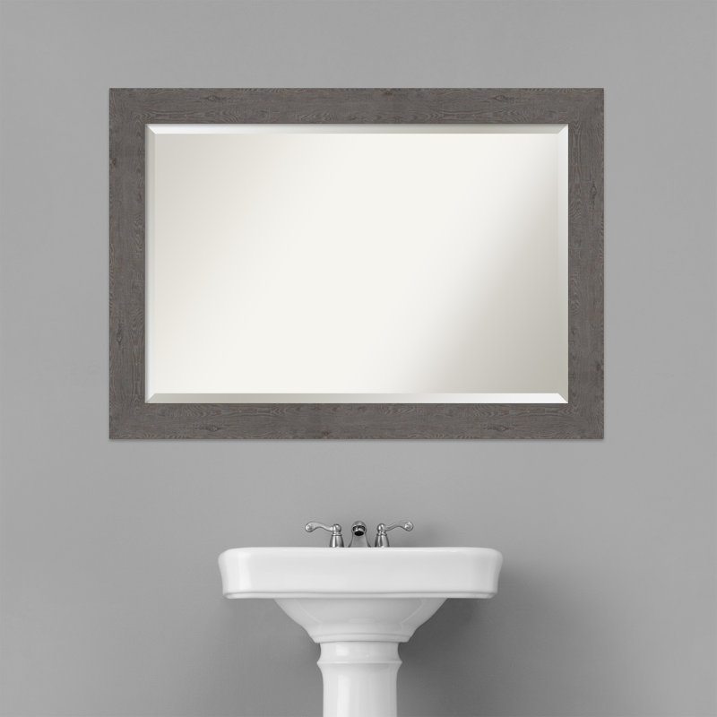 Miroir mural Akhia, 29 po x 41 po, Gris planche rustique