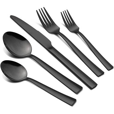 KINGSTONE Black Silverware Set, 40 PCs Black Flatware Set for 8, 18/10  Stainless steel Cutlery Set for Home Kitchen and Restaurant(Black, 40  pieces
