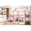Lit superposé simple en métal avec escalier de rangement, glissade et rails de sécurité pour enfants (sans matelas)-132915769-132915772