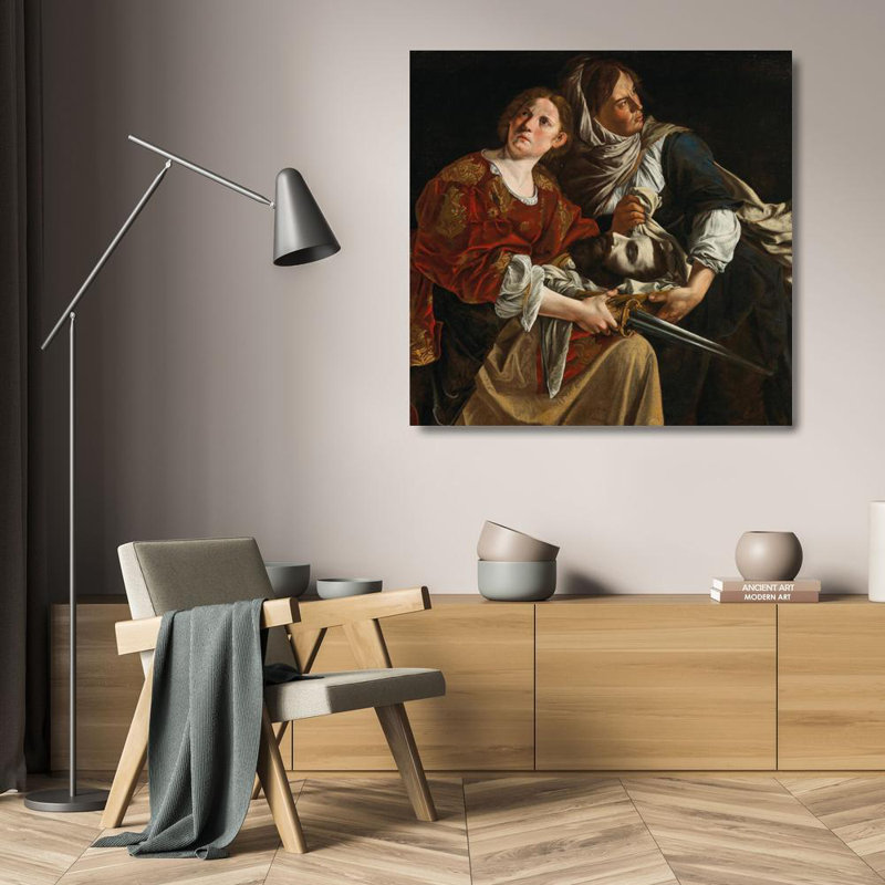 "Judith and Her Maidservant with the Head of Holofernes" by  Artemisia Gentileschi - Gallery Wrap Canvas Wall Art