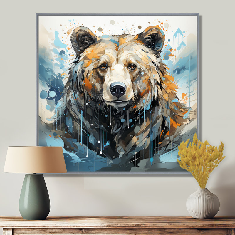 Représentation abstraite d'un mouvement d'ours sur toile, H 24 po x l 24 po x P 1 po, Toile tendue