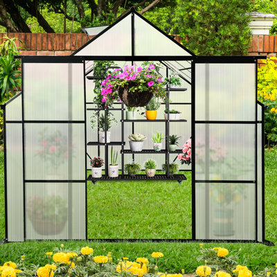 Serre de 8 pi x 10 pi avec matériaux, polycarbonate noir pour améliorer la croissance des plantes