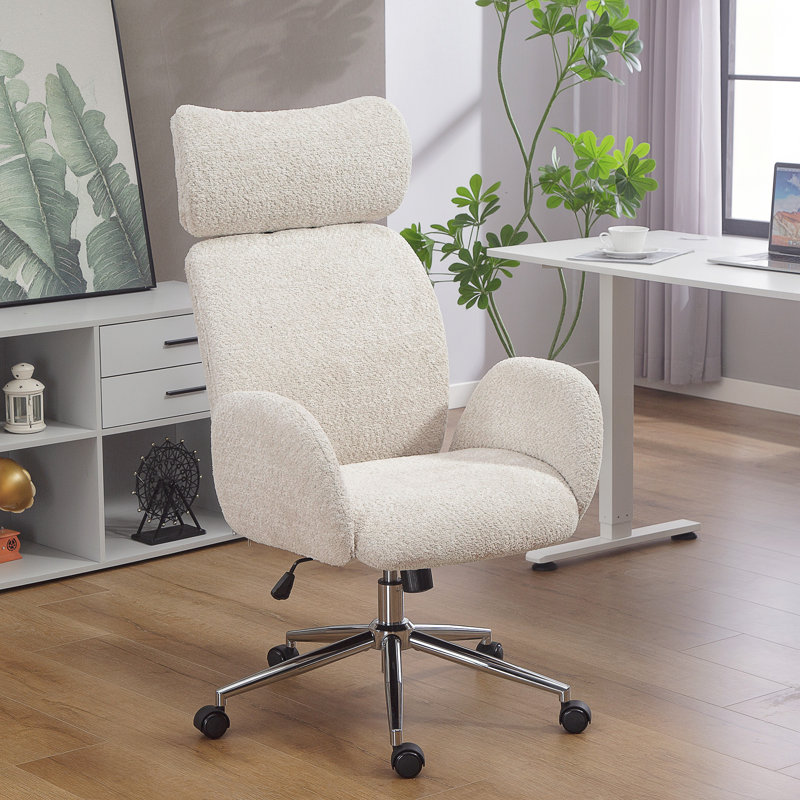 Boucle Office Chair, Pale Grey