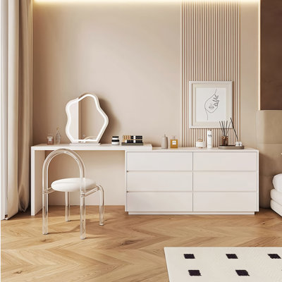  Commode de salle de bain extensible 6 tiroirs Eduart, crème, entièrement assemblée