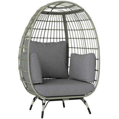 Oversized Garden Egg Chair Outdoor Wicker Rattan Charcoal Grey