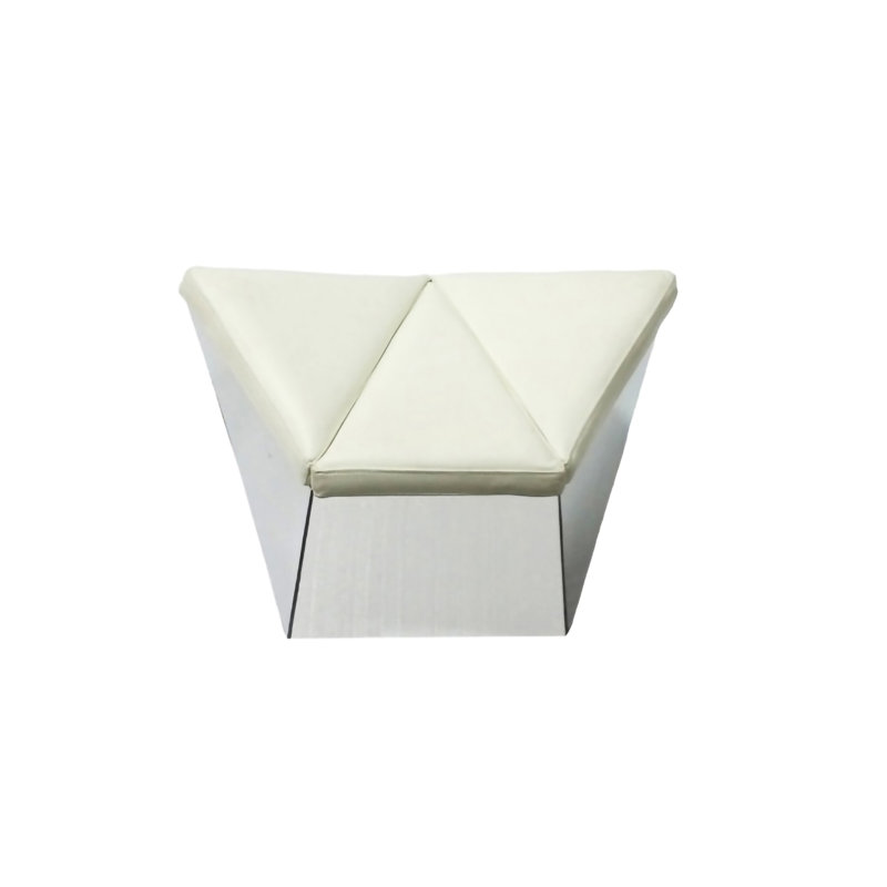 Repose-pieds blanc en cuir avec base en acier inoxydable