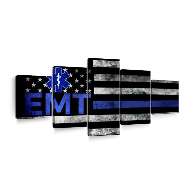 Drapeau EMT, reproduction sur toile, H 55 po x l 24 po x P 1,25 po