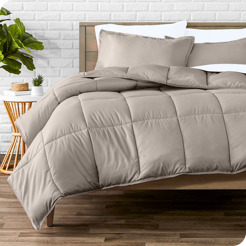 Ensemble d'édredon ultra-doux toutes saisons, Édredon pour grand lit + 2 taies décoratives sta, Kaki