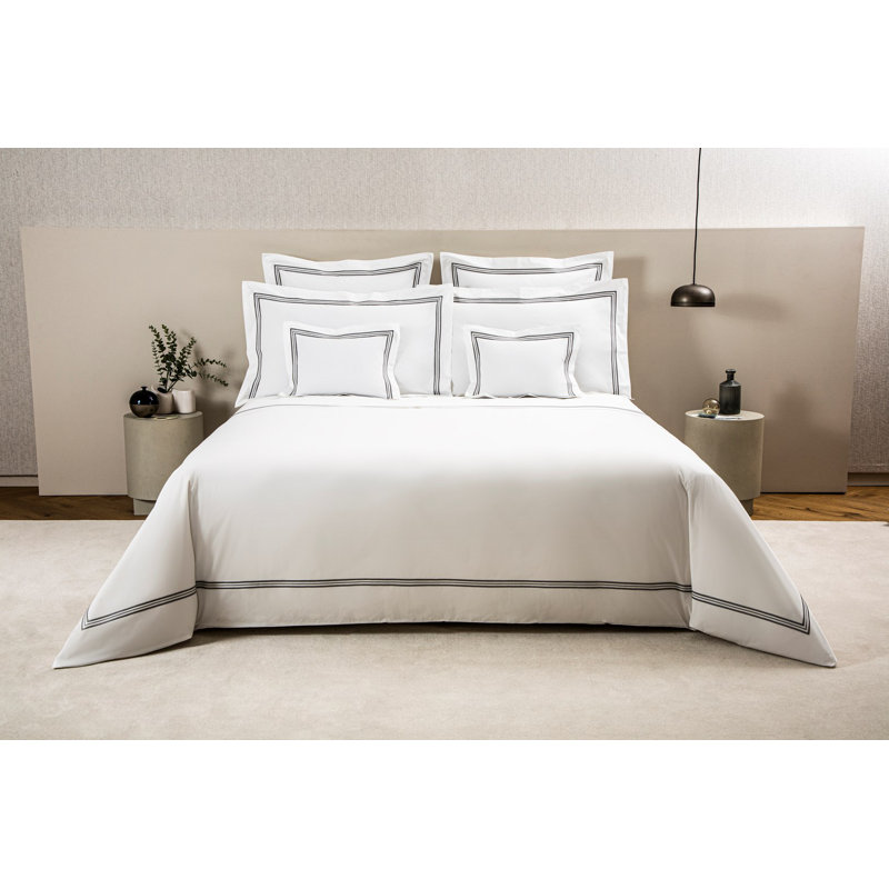 Classic Sheet Set, Cal.King Sheet Set with 2 Pillowcases, White/Gray