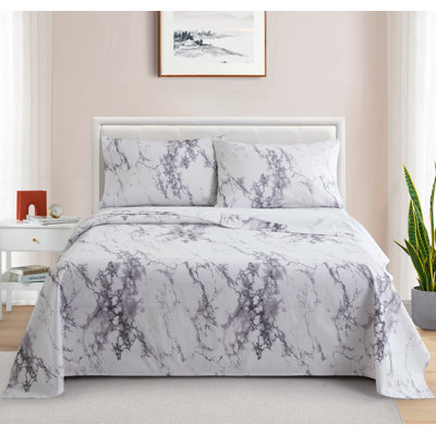 Ensemble de draps en coton imprimé à motif de percale toutes saisons 3 pièces Marina
