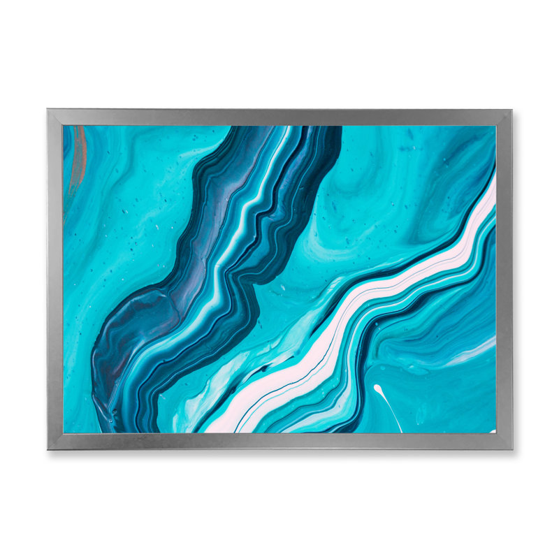 «Luxury Turquoise Marble River», reproduction d'art sur toile encadrée, H 24 po x l 36 po x P 1 po