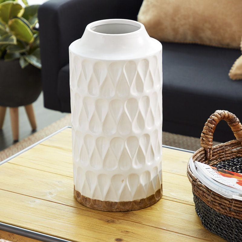 Auxvasse Geometric Porcelain Table Vase, 16" H x 8.25" W x 8.25" D