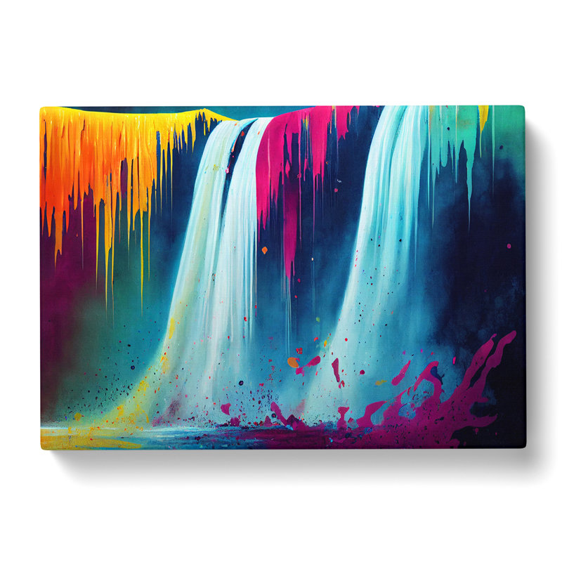 Waterfall Paint Splatter Vol.4 Abstract - Wrapped Canvas, 35cm H x 50cm W x 3cm D