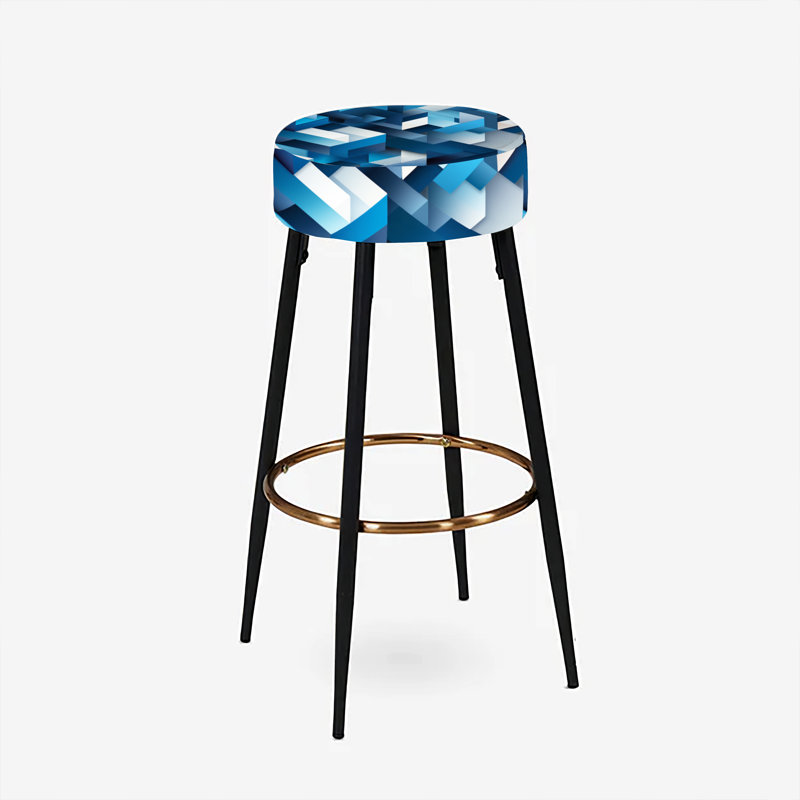 Ensemble de 2 tabourets de bar géométriques blancs et bleus Minimalist