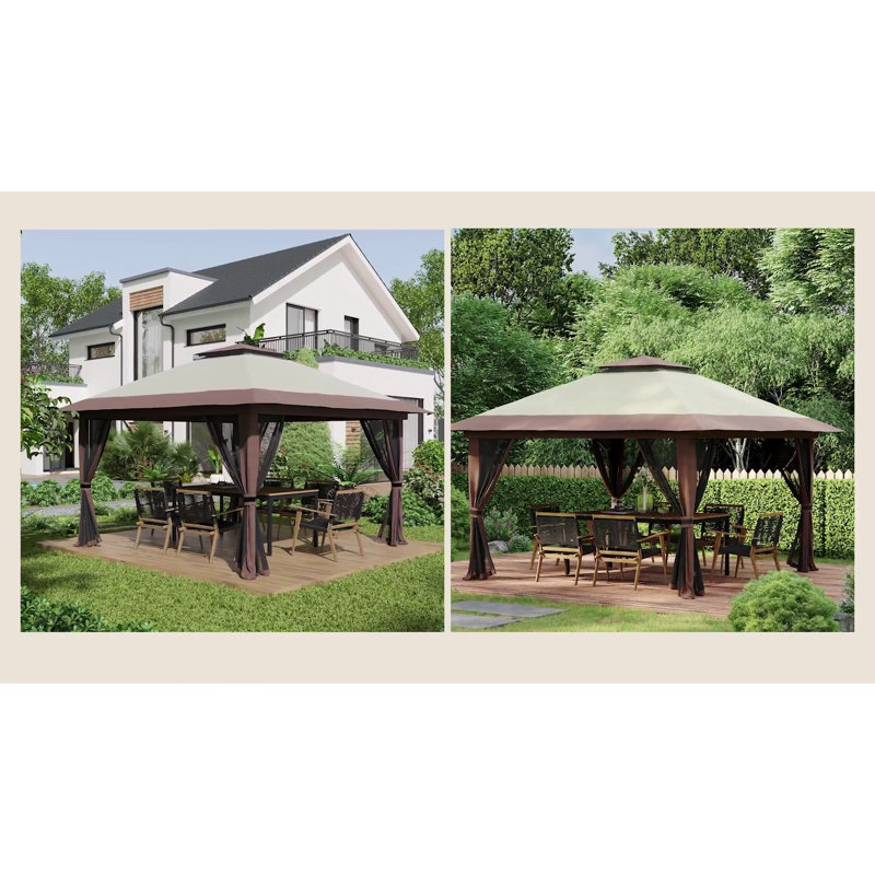 Blue 13' x 13' Pop-Up Canopy Gazebo Tent with Netting and Weight Bags