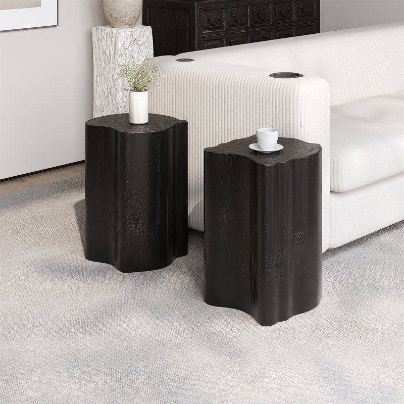 2-In-1 Irregular MGO End Table(Only Including Table), Black