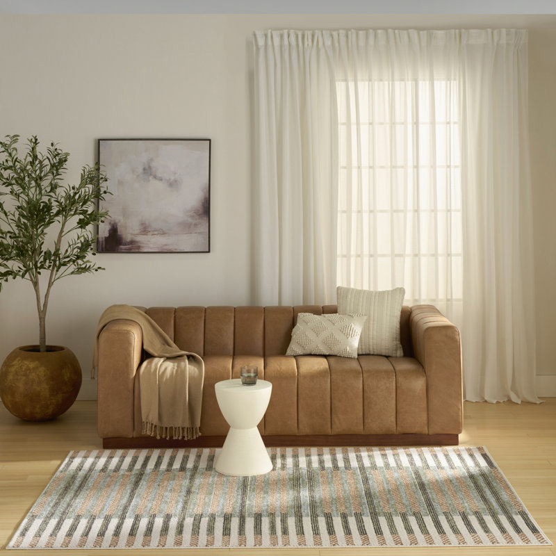Martay Power Loom Geometric Polyester Area Rug , Rectangle 4' x 6'