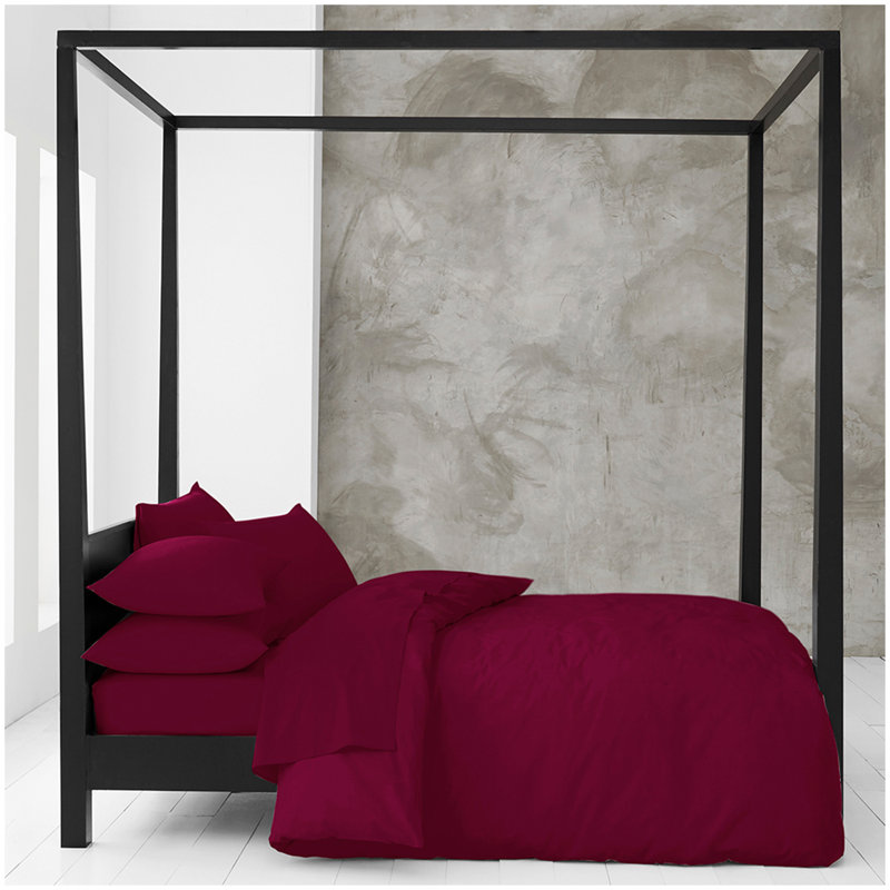 Cotton Blend Plain Dyed Duvet Cover Set with Pillowcases | Premium Polycotton Bedding for Comfort & Style, Pink