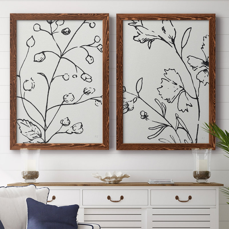 Croquis botanique I - Toile encadrée de qualité supérieure - prête à être accrochée, H 36,5 po x l 53 po x P 1,5 po