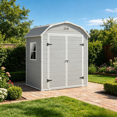 Remise de rangement robuste en résine 6 po x 4,5 pi avec plancher, fenêtre, ventilation, porte verrouillable pour équipement de jardin