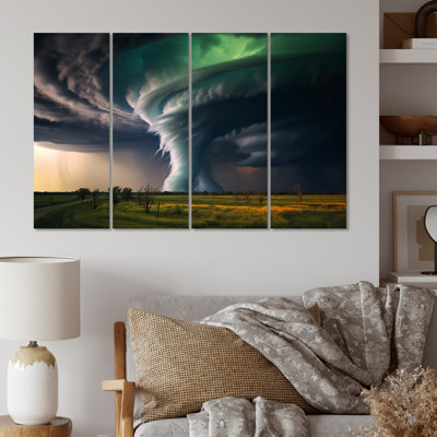 Landscape Storm Tornado Canvas Print 4-Piece Set - Tornado Symphony