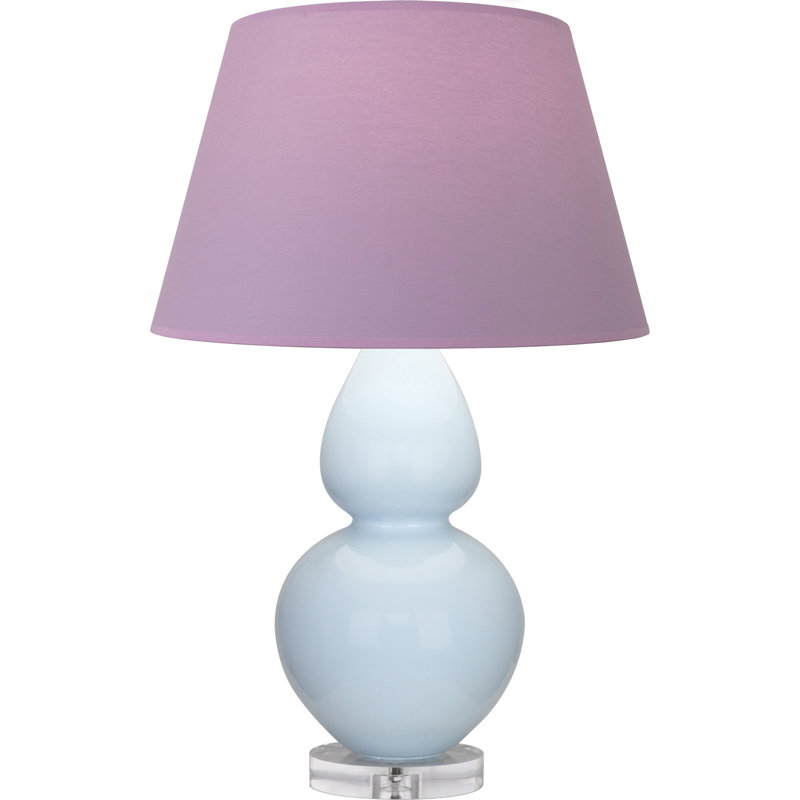 Double Gourd Table Lamp, Daisy Glazed/Silver, Navy/Gray