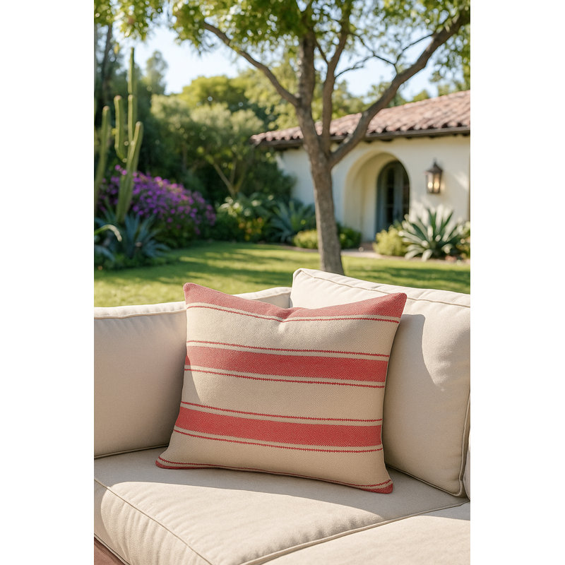 Classic Grey Sail Stripe Indoor Outdoor Pillow 14x20, Red, Rectangle 14"H x 20"W, Pillow Cover Only - No Insert