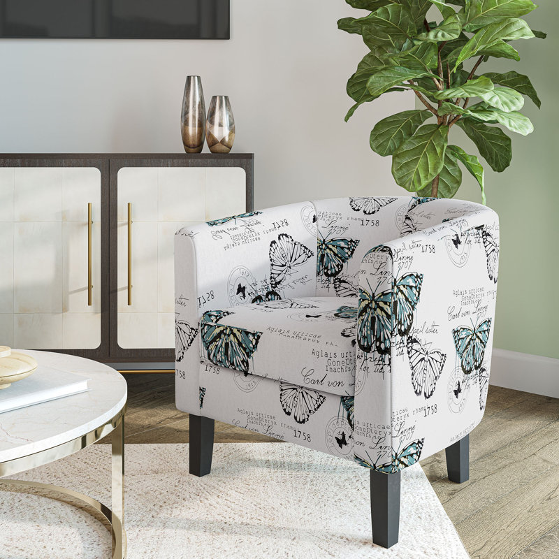 Fauteuil demi-tonneau de 26,77 po Munson, Lin vert