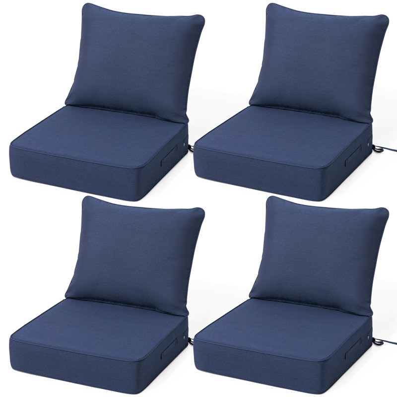 Water Resistant Outdoor 5.5 " Lounge Chair and Seating Group Seat / Back Cushion, Navy Blue/White Striped