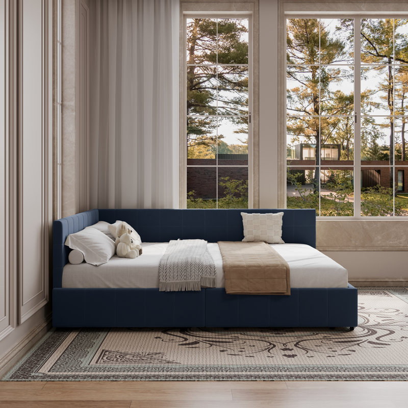 Upholstered Daybed With Backrest, Reversible Armrests, And Storage Drawers