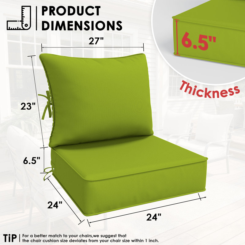 6.5″ Outdoor Replacement  Cushion Set, Deep Seating Seat / Back Cushion Set, Grass Green