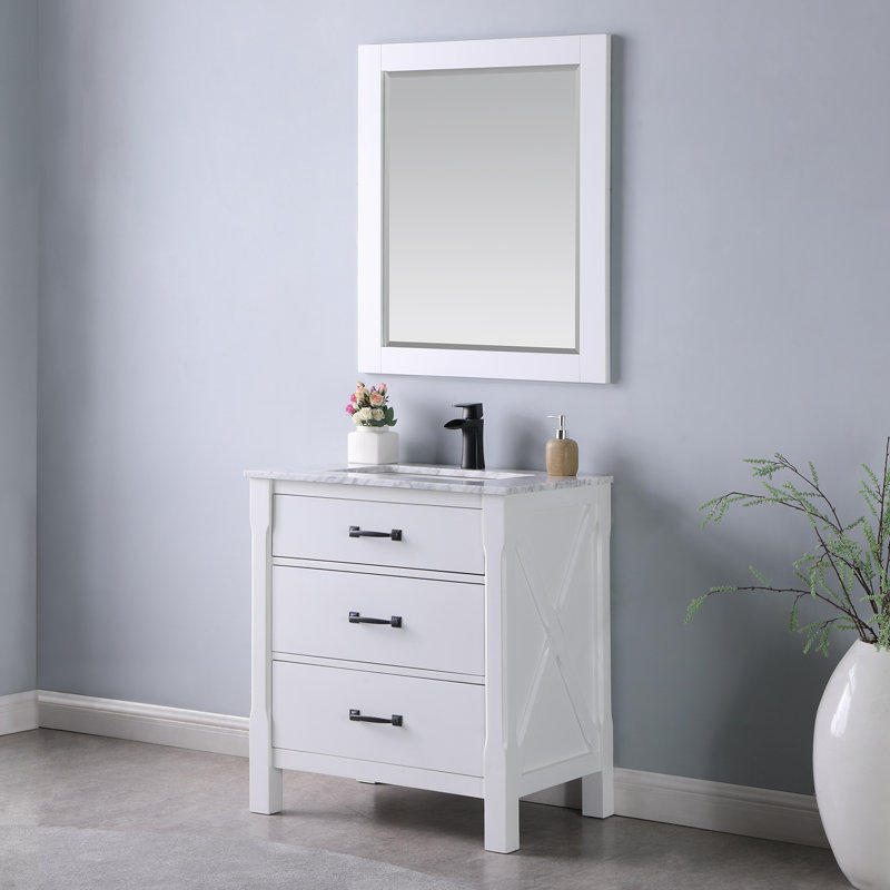 Miroir mural de salle de bain Ivy, Blanc, 36 po x 27,2 po