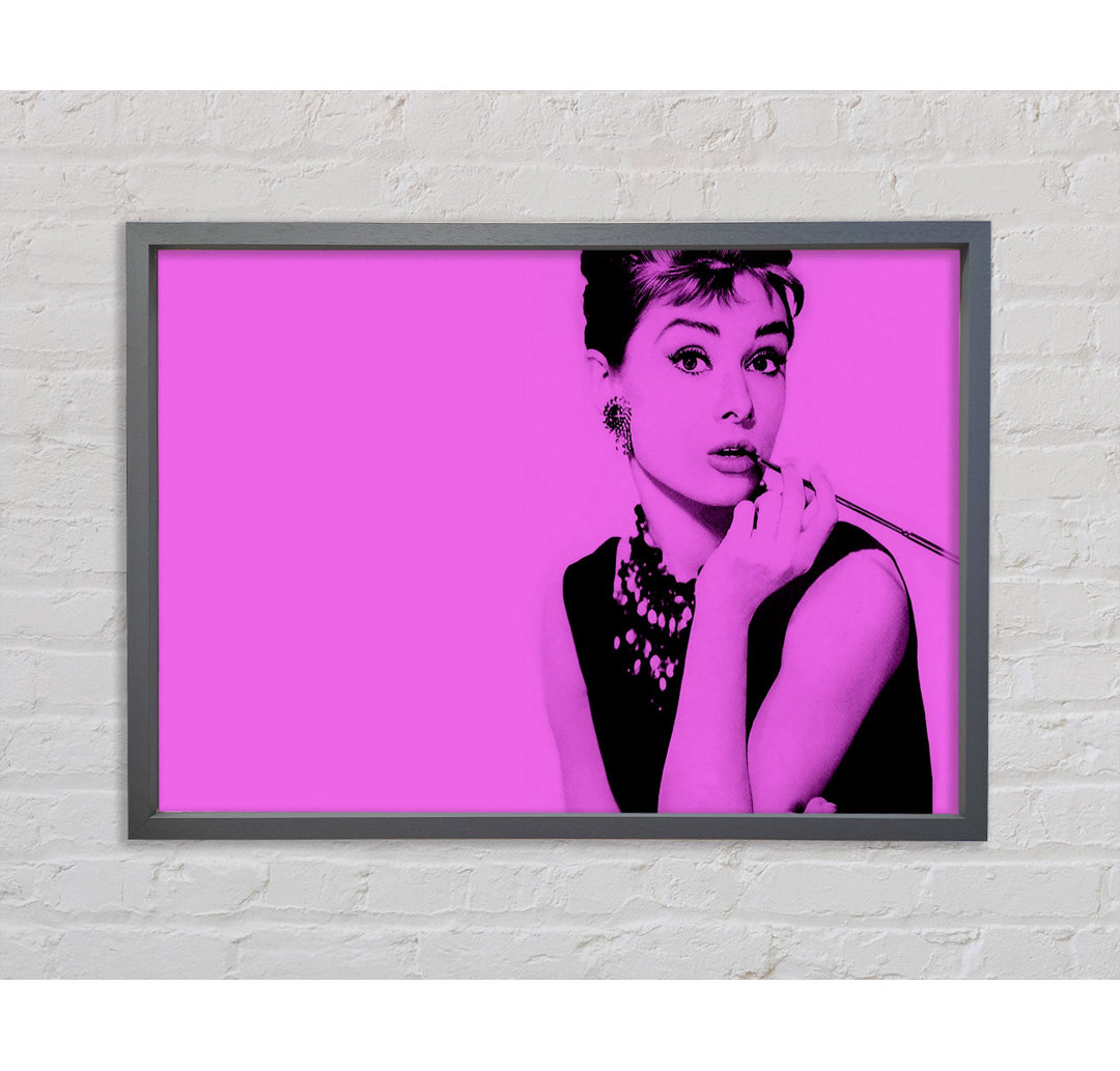 Audrey Hepburn Pink - Einzelner Bilderrahmen Kunstdrucke auf Leinwand