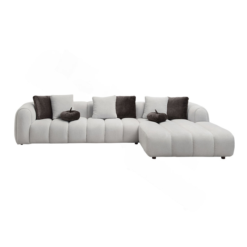 Canapé modulaire en lin blanc ivoire Manilla avec 8 coussins