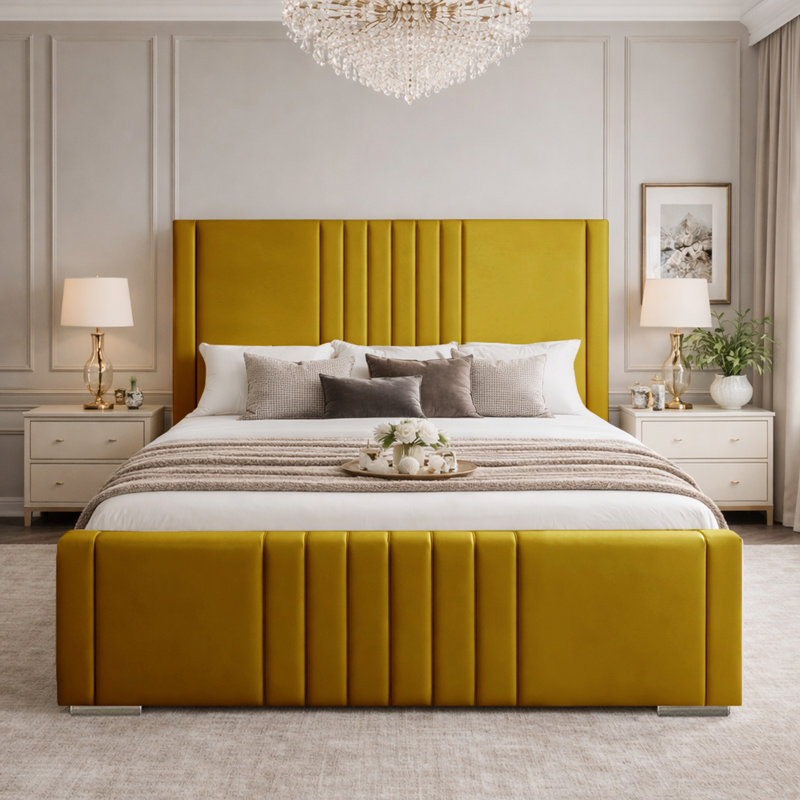 Upholstered Bed, Small Double (4'), Turmeric