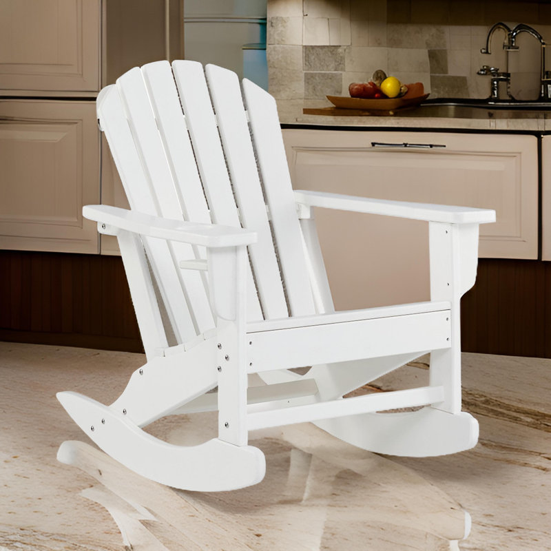 Chaise berçante d'extérieur en polyéthylène Caty, Blanc