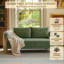 Causeuse moderne arrondie, tissu texturé vert-124582048