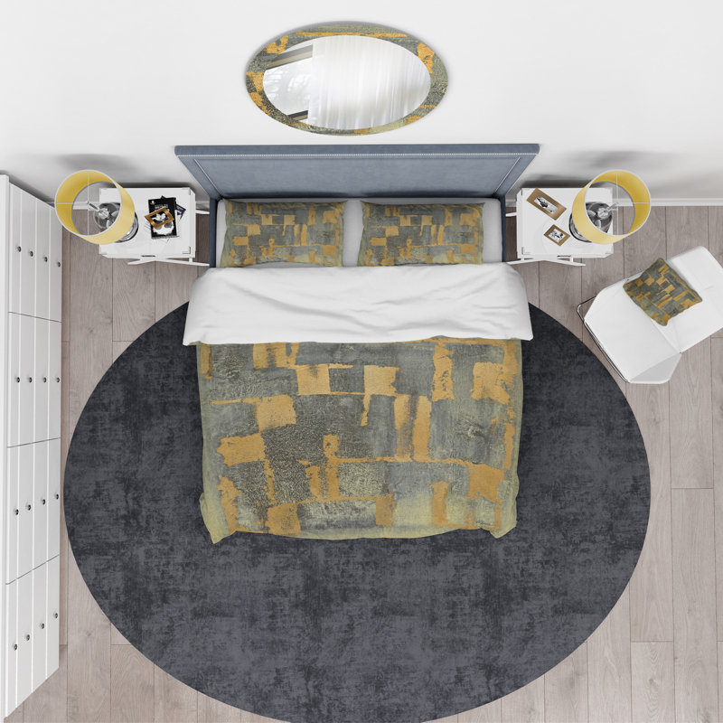 Glam Metallic Form II - Ensemble de housse de couette moderne et transitionnel - Microfibre de polyester