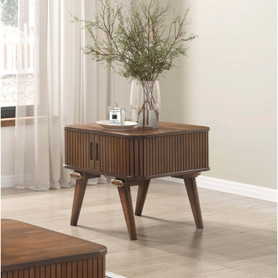 Table de bout avec rangement en noyer de 1 pièce