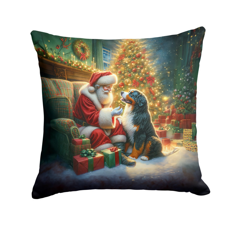 Coussin Bernese Mountain Dog and Santa Claus, H 18 po x l 18 po