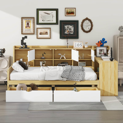 Multi-Functional Wooden L-Shape Daybed With Comfort And Storage