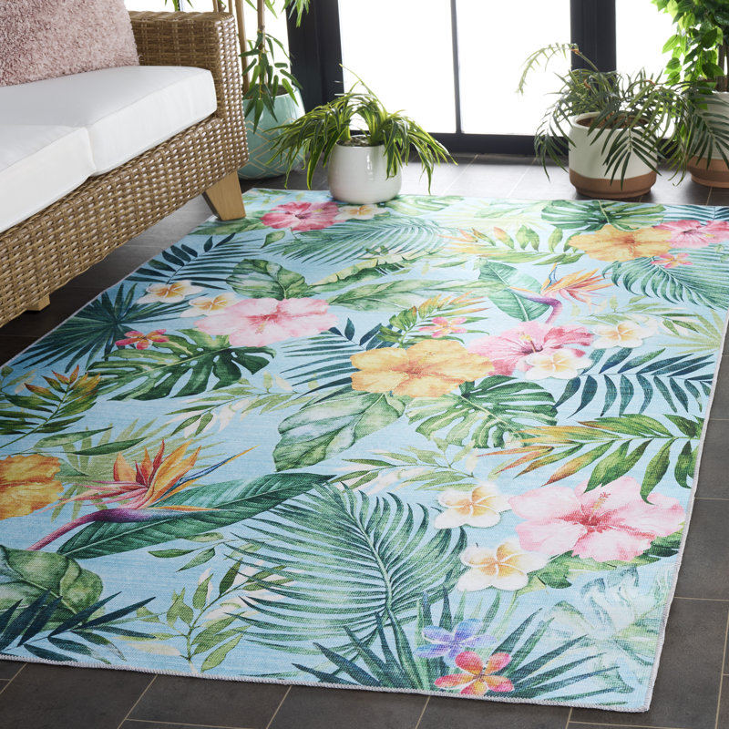 Tapis floral lavable à la machine Biranna 849 Performance, Rectangle de 5 pi x 8 pi