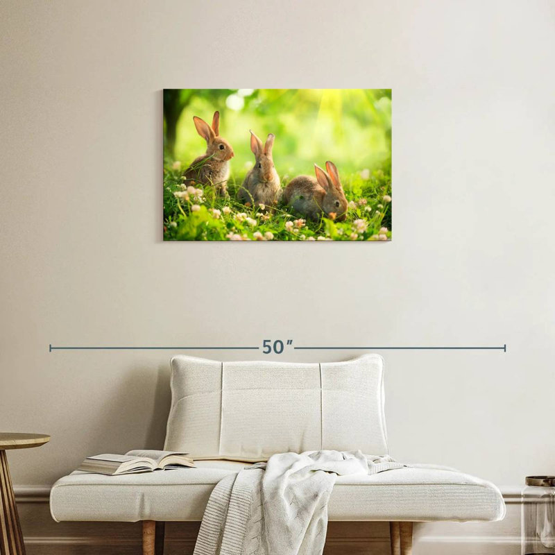 Rabbits By The Meadow, 20" H x 30" W