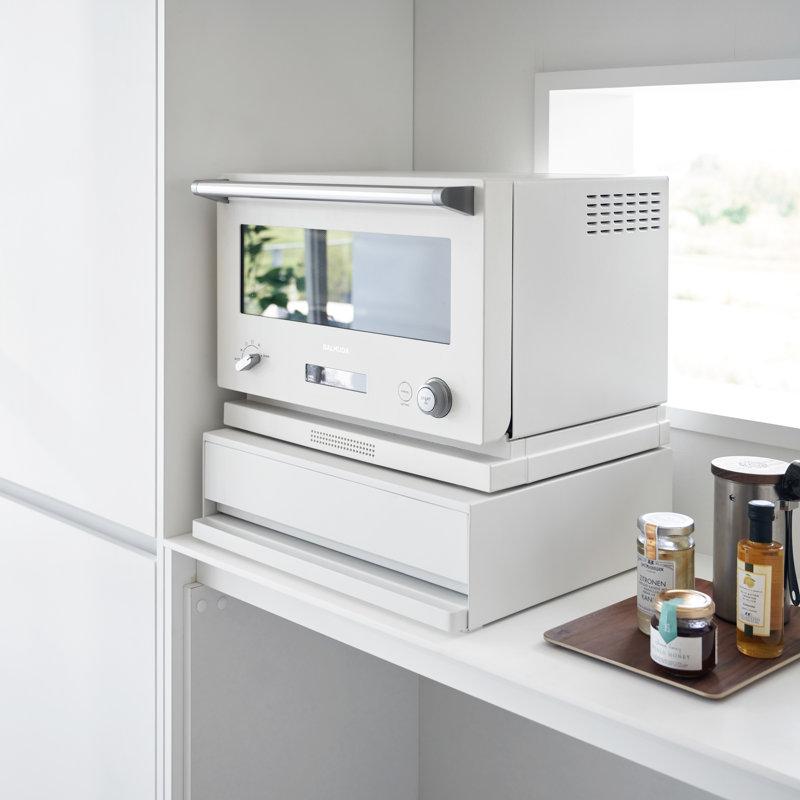 White Steel Kitchen Countertop Organizer with Pull-Out Shelf