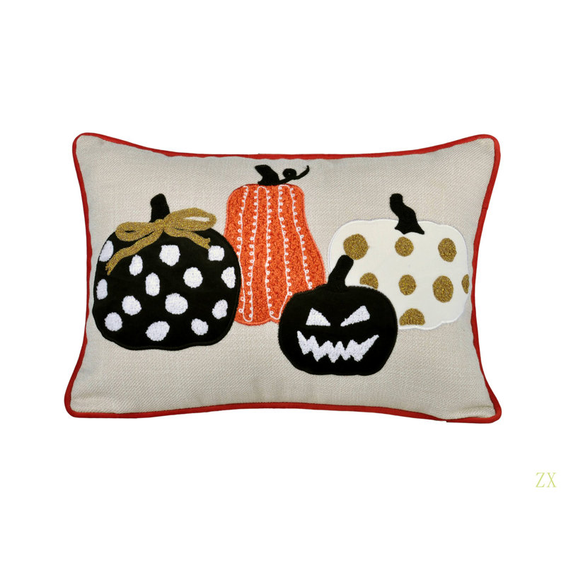 Coussin d'Halloween citrouille brodée Halloween
